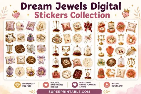 25+ Dream Jewels Digital Stickers Collection Feature Image