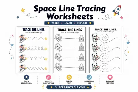 25 Space Line Tracing Worksheets Feature Image