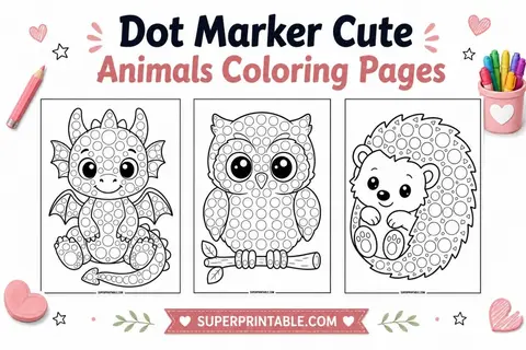 30 Free Dot Marker Cute Animals Coloring Pages