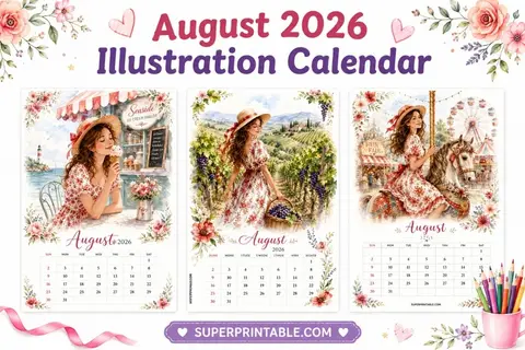35+ August 2026 Illustration Calendar Feature Image