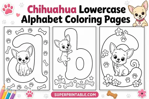 Chihuhaha Lowercase Alphabet Coloring Pages Feature Image