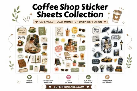 Coffee Shop Sticker Sheets Collection Feature Image