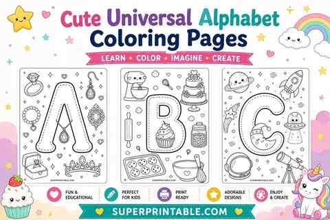 Cute Universal Alphabet Coloring Pages Feature Image