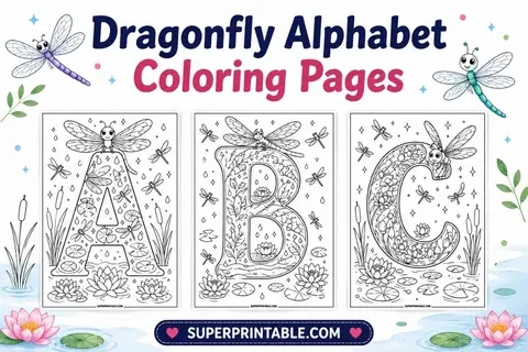 Dragonfly Alphabet Coloring Pages Feature Image