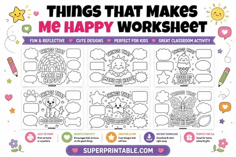 Things That Makes Me Happy Worksheet Feature Image