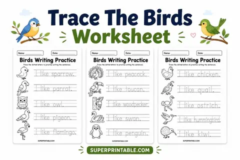 Trace The Birds Worksheet Feature Image