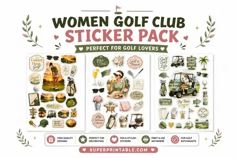 Women Golf Club Sticker Pack Feature Image