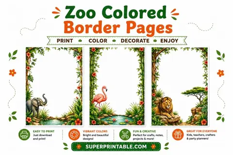 10+ Zoo Colored Border Pages Feature Image