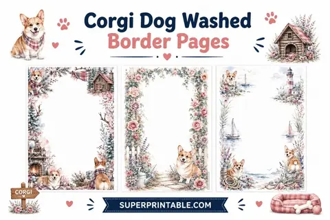12+ Corgi Dog Washed Border Pages Feature Image