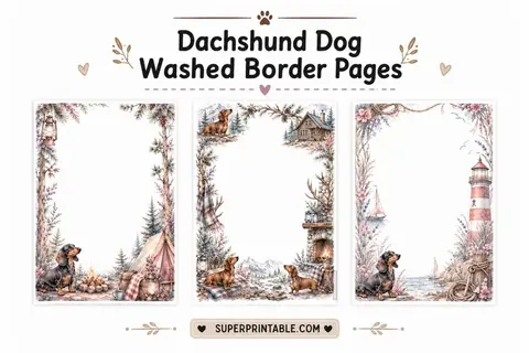 12+ Dachshund Dog Washed Border Pages Feature Image