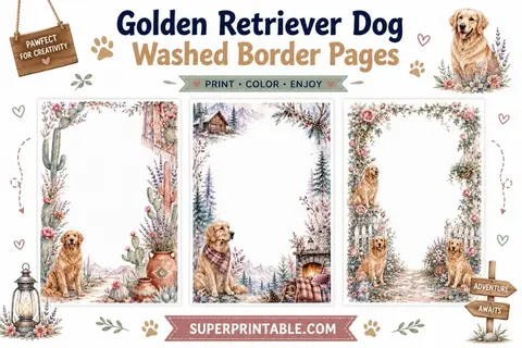 12+ Golden Retriever Dog Washed Border Pages Feature Image