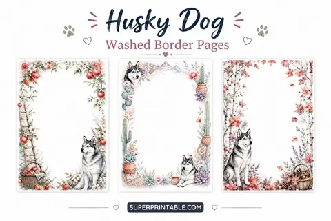 12+ Husky Dog Washed Border Pages Feature Image