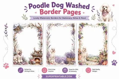 12+ Poodle Dog Washed Border Pages Feature Image