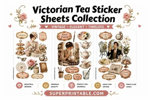 12+ Victorian Tea Sticker Sheets Collection Feature Image