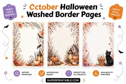 15+ October Halloween Washed Border Pages Feature Image
