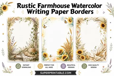 15+ Rustic Farmhouse Watercolor Writing Paper Borders Feature Image