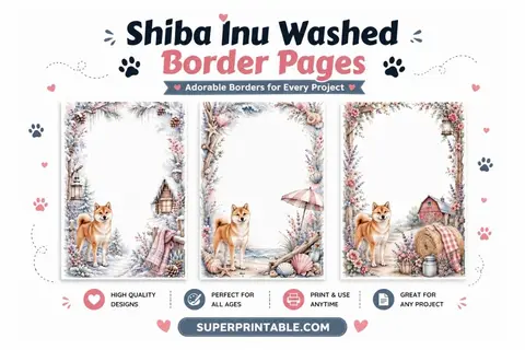 15 Free Shiba Inu Washed Border Pages