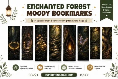 16 Enchanted Forest Moody Bookmarks Feature Image
