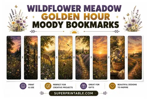 16 Wildflower Meadow Golden Hour Moody Bookmarks Feature Image