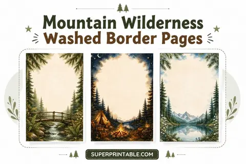 20+ Mountain Wilderness Washed Border Pages Feature Image