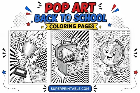 20 Pop Art Back To School Coloring Pages Feature Image