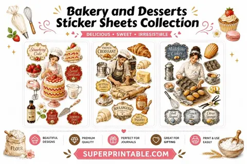 25 Bakery and Desserts Sticker Sheets Collection Feature Image