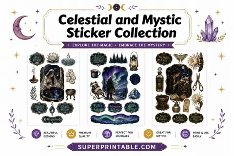 25 Celestial and Mystic Sticker Collection Feature Image