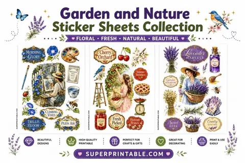 25 Garden and Nature Sticker Sheets Collection Feature Image