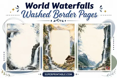 25+ World Waterfalls Washed Border Pages Feature Image