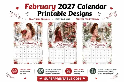 28+ February 2027 Calendar Printable Designs Feature Image