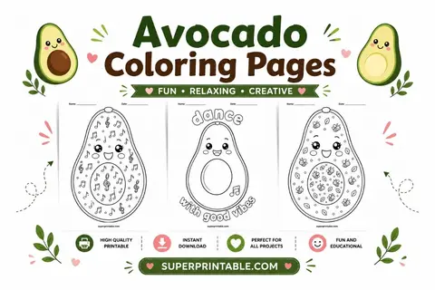 30+ Avocado Coloring Pages Feature Image