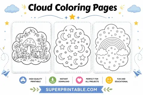 30+ Cloud Coloring Pages Feature Image