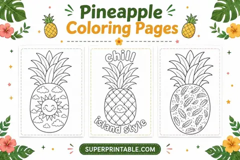 30+ Pineapple Coloring Pages Feature Image