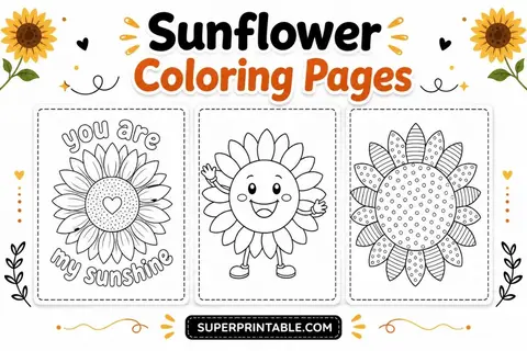 30+ Sunflower Coloring Pages Feature Image