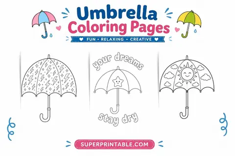 30+ Umbrella Coloing Pages Feature Image