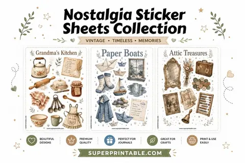 40 Nostalgia Sticker Sheets Collection Feature Image