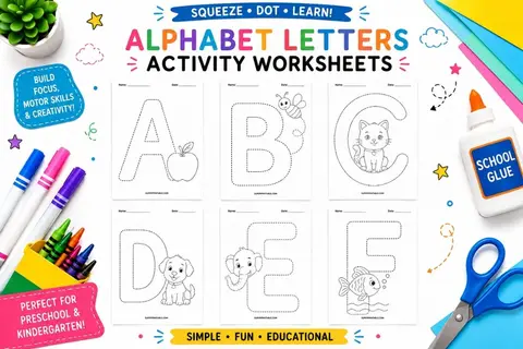 Alphabet Letters Activity Worksheets Feature Image