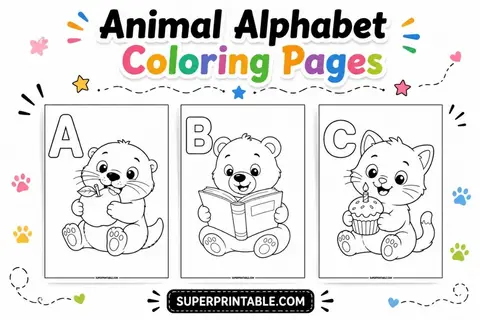 Animal Alphabet Coloring Pages Feature Image