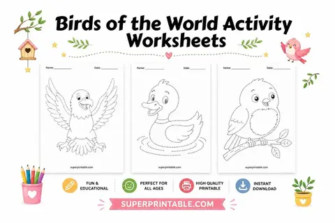 Birds of the World Activity Worksheets Feature Image