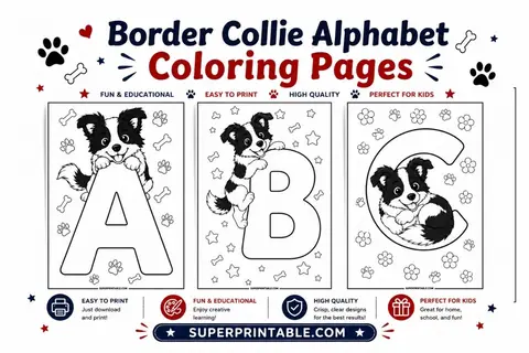 Border Collie Alphabet Coloring Pages Feature Image
