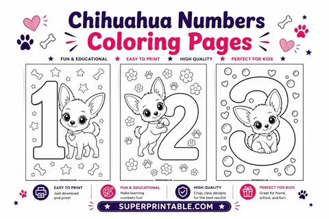 Chihuahua Numbers Coloring Pages Feature Image