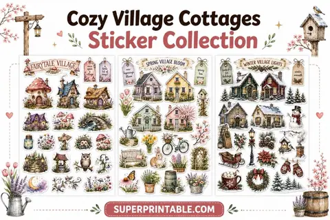 Cozy Village Cottages Sticker Collection Feature Image
