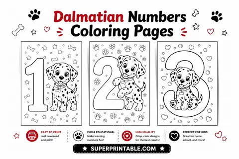 Dalmatian Numbers Coloring Pages Feature Image