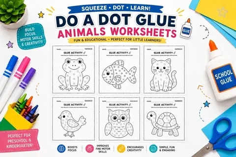 Do A Dot Glue Animals Worksheets 