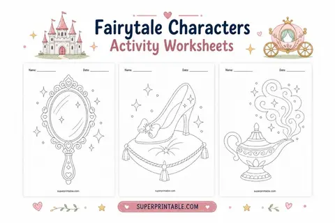 Fairytale Characters Activity Worksheets Feature Image