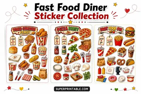 Fast Food Diner Sticker Collection Feature Image