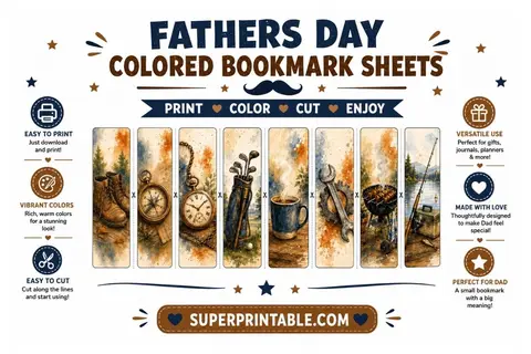 Fathers Day Colored Bookmark Sheets Feature Image