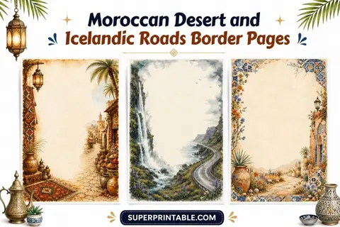Free Moroccan Desert and Icelandic Roads Border Pages Feature Image