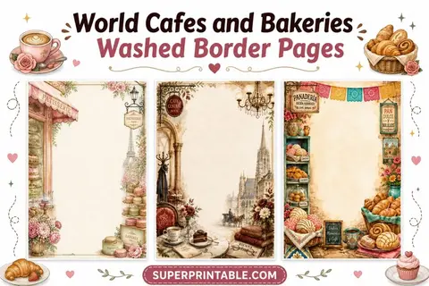 Free World Cafes and Bakeries Washed Border Pages Feature Image