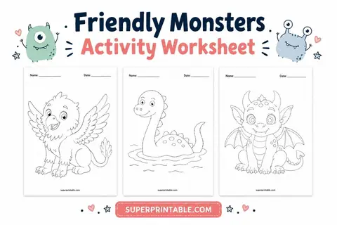 Friendly Monsters Activity Worksheet Feature Image